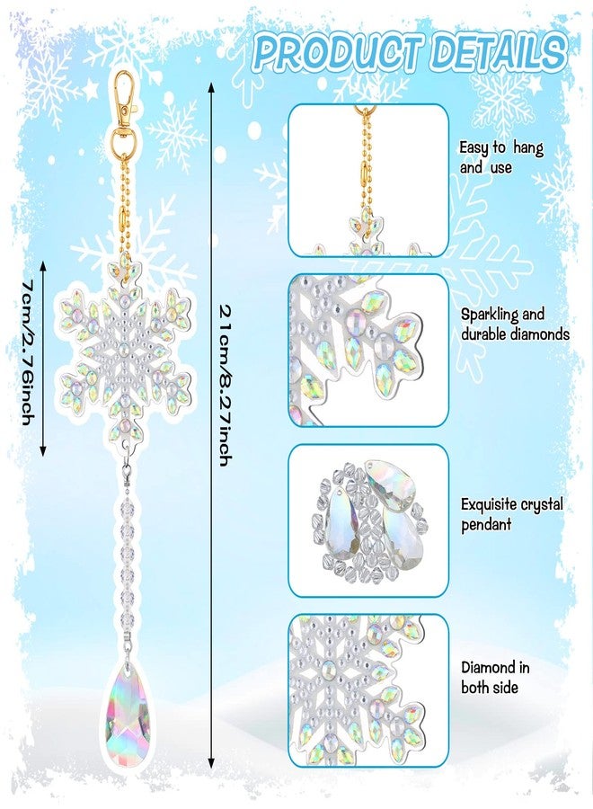 Perthlin 6 Pcs Christmas Snowflake Diamond Art Kits Double Sided Winter Diamond Wind Chimes Art for Window Christmas Tree Decoration Snowflake Suncatchers for DIY Crafts Wonderland Decoration - Image 4