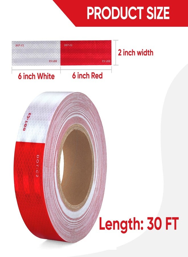 UIOCSSC DOT-C2 Reflective Tape 2" x 30' Red White Visible Safety Reflective Tape Outdoor Waterproof Vehicle Trailer Boat Sign - Image 5