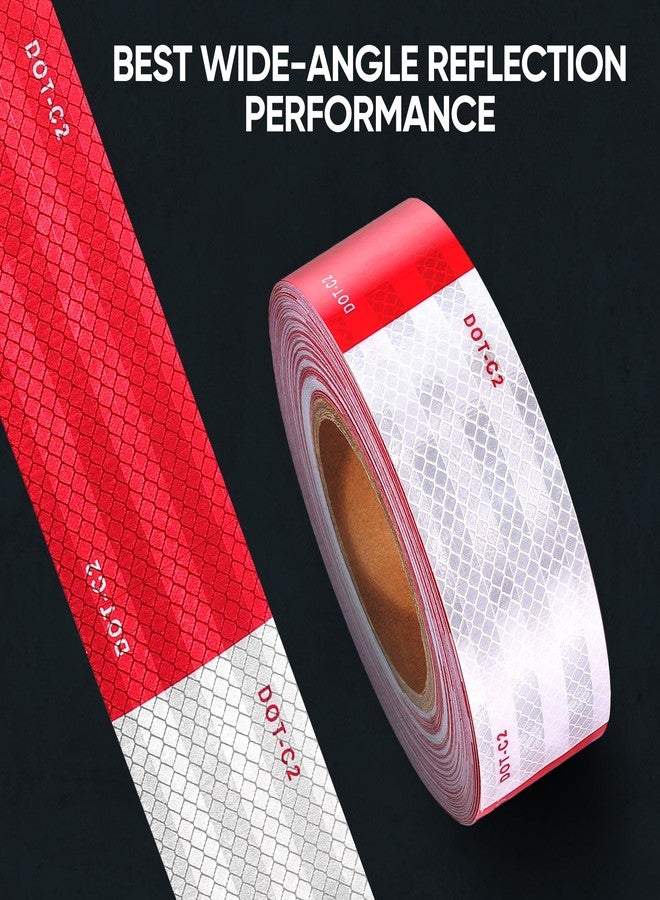 UIOCSSC DOT-C2 Reflective Tape 2" x 30' Red White Visible Safety Reflective Tape Outdoor Waterproof Vehicle Trailer Boat Sign - Image 3