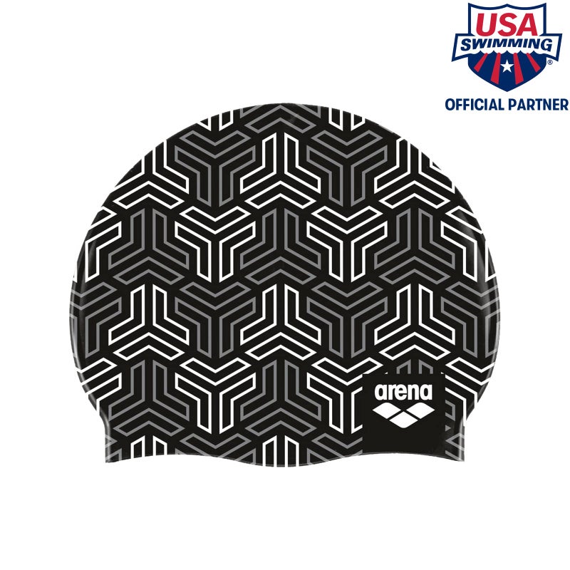 Arena Print 2 Unisex Silicone Swim Cap for Adults, Women and Men Intensive Training Comfortable Non-Slip Long Hair Swimming Hat, X - Image 2