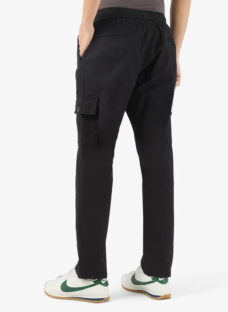 Seventy Five Black Slim Fit Cargo Pants for Men | Best Price UAE