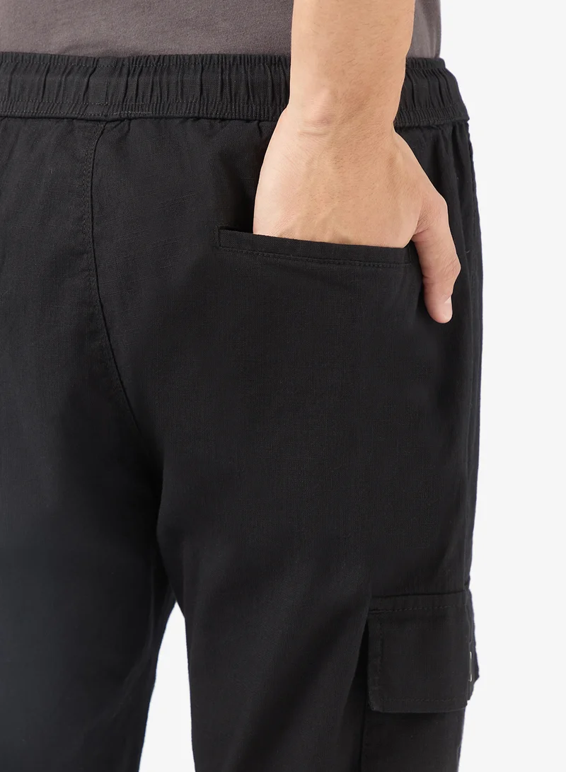 Seventy Five Black Slim Fit Cargo Pants for Men | Best Price UAE