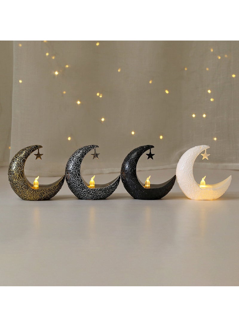 Decorative Crescent Moon LED Candle Holder, Star hanging, Arabic Calligraphy Design,Home light, Eid al-Adha Decoration - Image 1