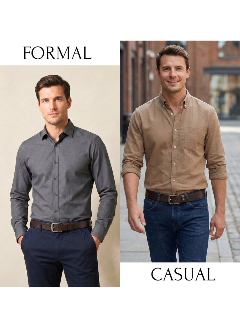 Classic Milano Genuine Leather Belt Men - Semi-Casual Men's Belts & Party Wear Belt, Casual Outfits, Gifts - Black & Brown Men’s Leather Belt for Men - Image 2