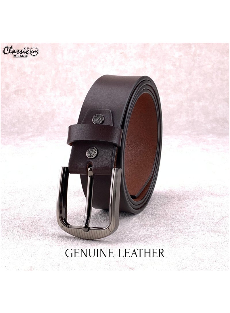 Classic Milano Genuine Leather Belt Men - Semi-Casual Men's Belts & Party Wear Belt, Casual Outfits, Gifts - Black & Brown Men’s Leather Belt for Men - Image 3