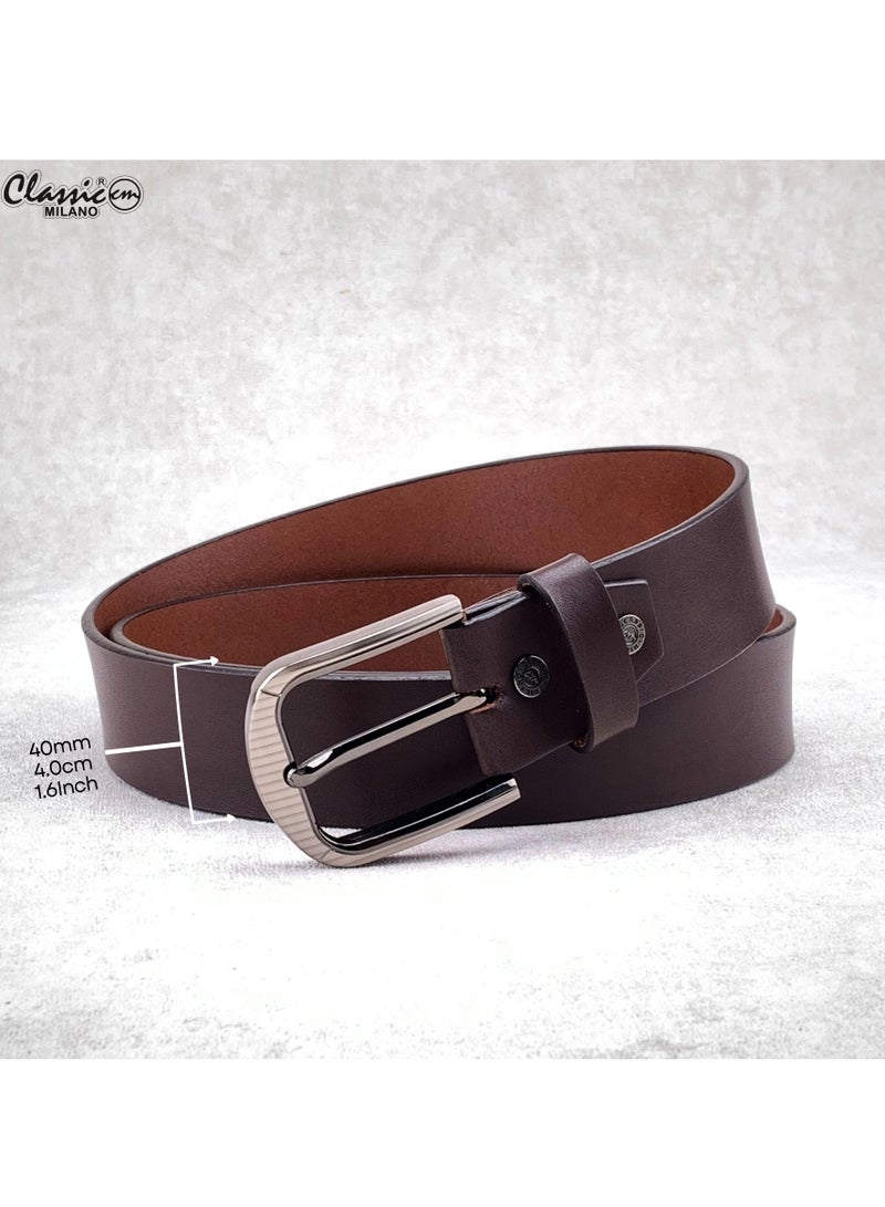 Classic Milano Genuine Leather Belt Men - Semi-Casual Men's Belts & Party Wear Belt, Casual Outfits, Gifts - Black & Brown Men’s Leather Belt for Men - Image 5