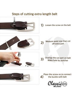 Classic Milano Classic Milano Genuine Leather Belt Men - Semi-Casual Men's Belts & Party Wear Belt, Casual Outfits, Gifts - Black & Brown Men’s Leather Belt for Men  - Image 5