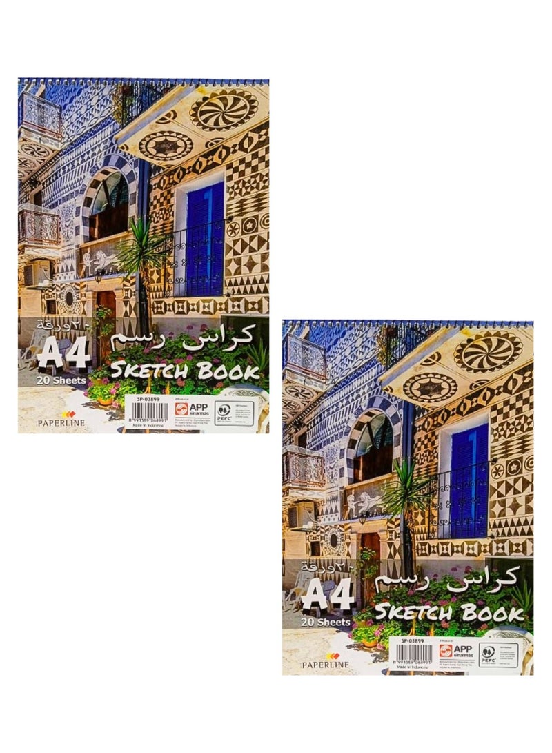 paperline دفتر رسم عادي، 12 × 20 ورقة، مقاس A4 - Image 1