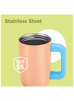 Milton Milton 40 oz Tumbler with Dual Removable Handles and Straws, Double Walled Vacuum Insulated Travel Mug, Keeps Drinks Hot for 12 Hours, Cold 24 Hours, Stainless Steel Water Bottle, Venus,Peach fuzz  - Image 4