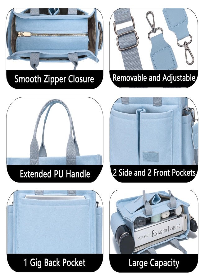 ZHMO Large Canvas Tote Bag for Women With Pockets,Laptop Crossbody Purses Everything Shoulder Bag Handbags for Work Book Gift - Image 5