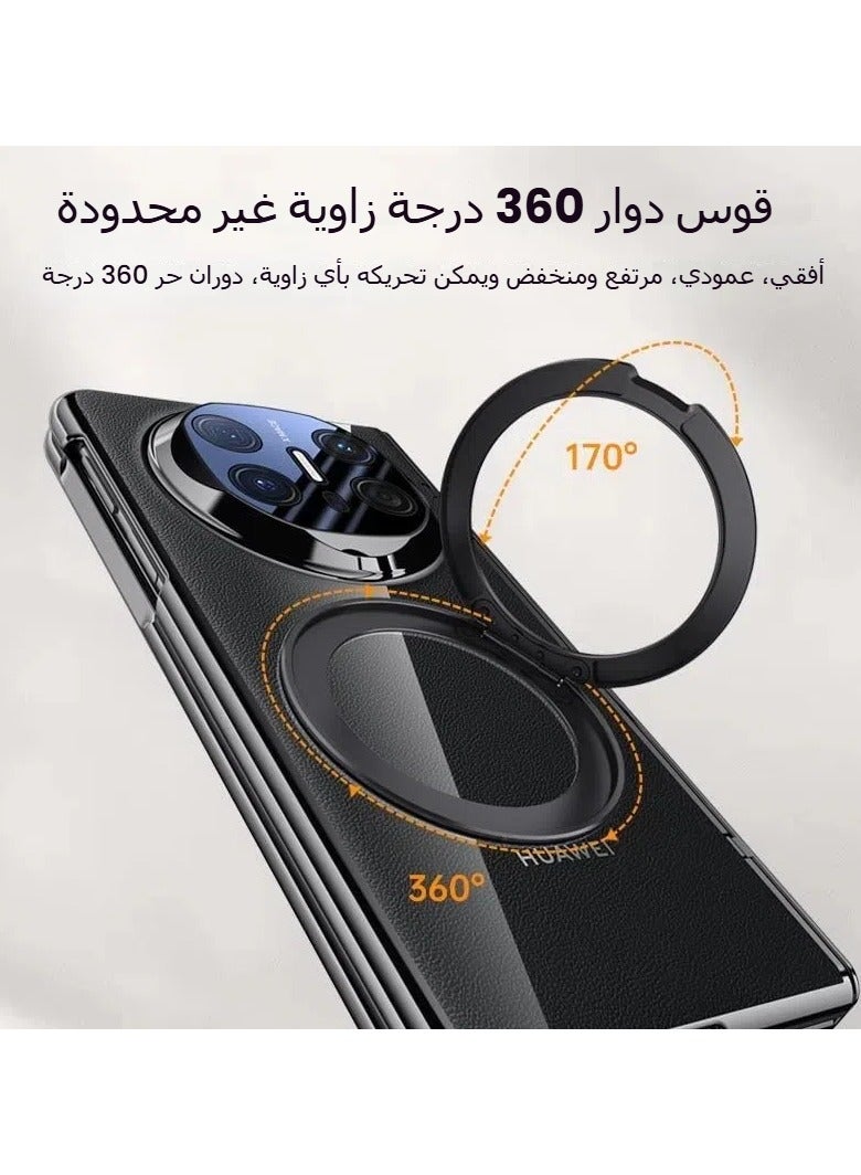 عام غطاء مغناطيسي متوافق مع Huawei Mate X6 [مزود بحامي شاشة عالي الدقة مدمج] [يدعم الشحن اللاسلكي]، غطاء شفاف مقاوم للصدمات مع إطار مطلٍّ وحامل دوّار 360°. - Image 3