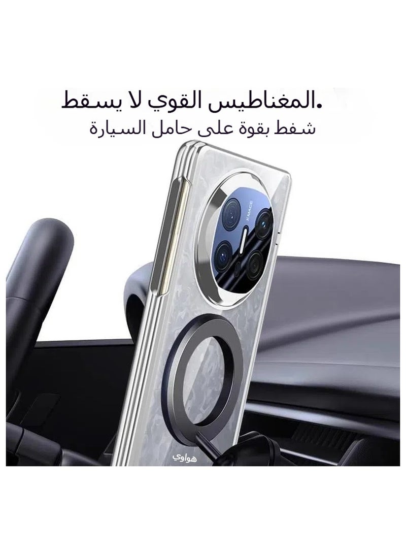 عام غطاء مغناطيسي متوافق مع Huawei Mate X6 [مزود بحامي شاشة عالي الدقة مدمج] [يدعم الشحن اللاسلكي]، غطاء شفاف مقاوم للصدمات مع إطار مطلٍّ وحامل دوّار 360°. - Image 4