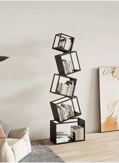 fashionhome Multipurpose Use Modern Luxury Design Stylish Open Cube Metal Corner Bookcase Large Capacity Storage Organizer Free Standing Bookshelf Display Stand for Entryway Living Room 55x185 cm  - Image 4