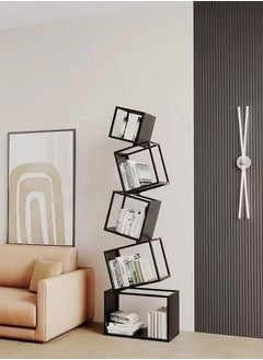 fashionhome Multipurpose Use Modern Luxury Design Stylish Open Cube Metal Corner Bookcase Large Capacity Storage Organizer Free Standing Bookshelf Display Stand for Entryway Living Room 55x185 cm  - Image 5