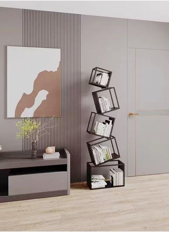 fashionhome - Multipurpose Use Modern Luxury Design Stylish Open Cube Metal Corner Bookcase Large Capacity Storage Organizer Free Standing Bookshelf Display Stand for Entryway Living Room 55x185 cm - Image 1