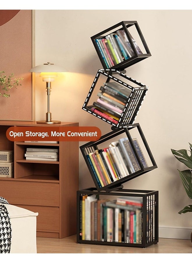 fashionhome - Multipurpose Use Modern Luxury Design Stylish Open Cube Metal Corner Bookcase Large Capacity Storage Organizer Free Standing Bookshelf Display Stand for Entryway Living Room 55x185 cm - Image 1