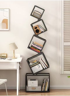 fashionhome Multipurpose Use Modern Luxury Design Stylish Open Cube Metal Corner Bookcase Large Capacity Storage Organizer Free Standing Bookshelf Display Stand for Entryway Living Room 55x185 cm  - Image 1