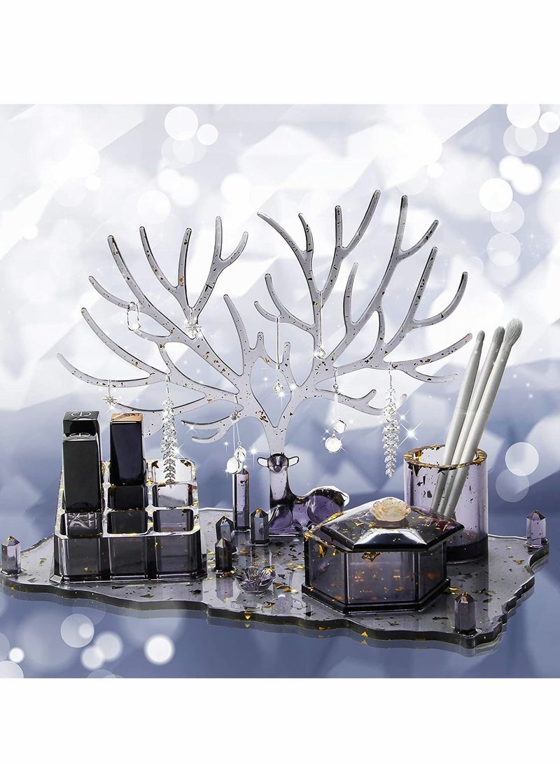 SYOSI Epoxy Resin Molds Box Molds Kit with Deer Hanging Bar, Lipstick Organizer, Hexagon Storage Box, Larger Tray & Crystal Pillars Box Molds for Making Resin Box - Image 4