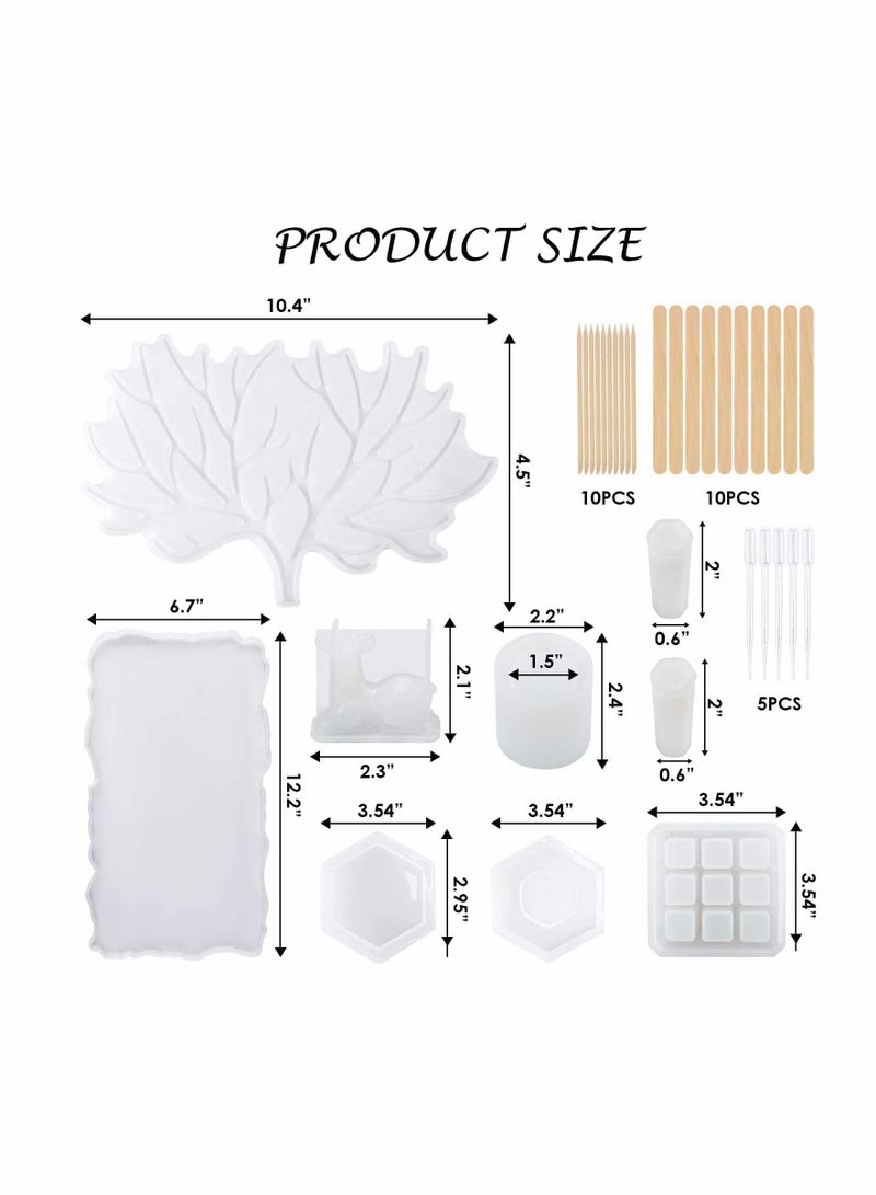 SYOSI Epoxy Resin Molds Box Molds Kit with Deer Hanging Bar, Lipstick Organizer, Hexagon Storage Box, Larger Tray & Crystal Pillars Box Molds for Making Resin Box - Image 3