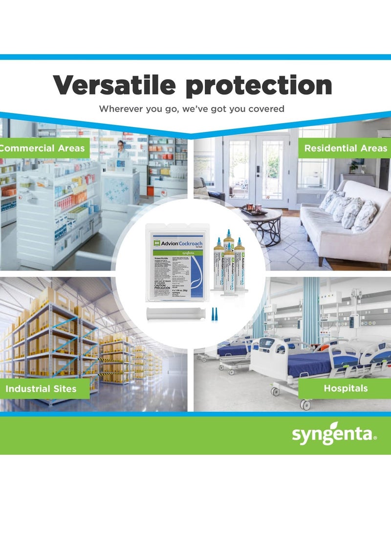 تبلد عبوة مريحة: تحتوي هذه العبوة على أربع حقن بوزن 30 جرامًا من جل الصراصير Advion، والتي تظل فعالة لمدة ثلاث سنوات. - Image 2