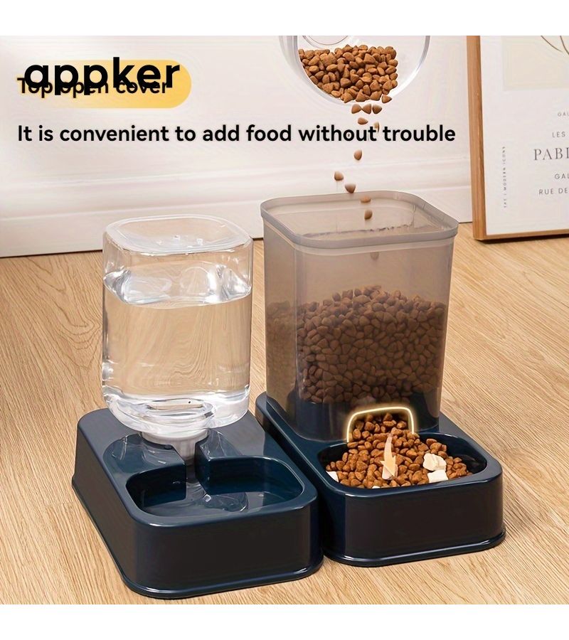 Appker 2pcs Automatic Cat And Dog Feeder And Waterer Set Simple White Smart Portion Control Pet Food Bowl With Drinker - Image 5