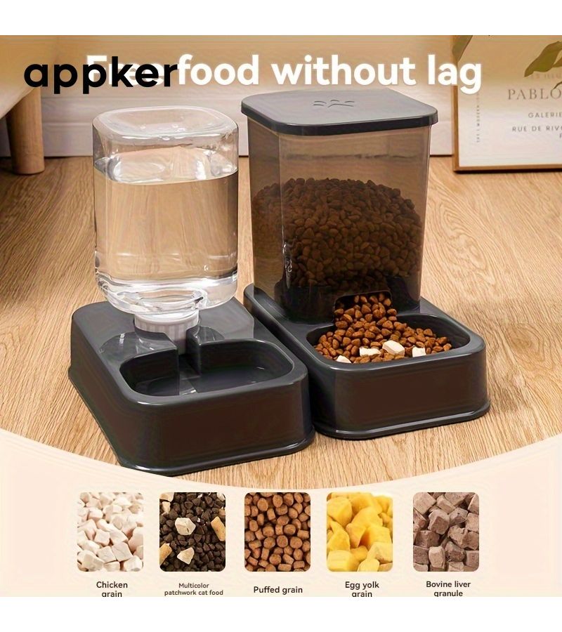 Appker 2pcs Automatic Cat And Dog Feeder And Waterer Set Simple White Smart Portion Control Pet Food Bowl With Drinker - Image 1
