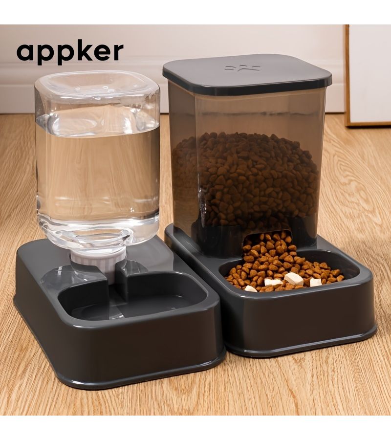 Appker 2pcs Automatic Cat And Dog Feeder And Waterer Set Simple White Smart Portion Control Pet Food Bowl With Drinker - Image 3