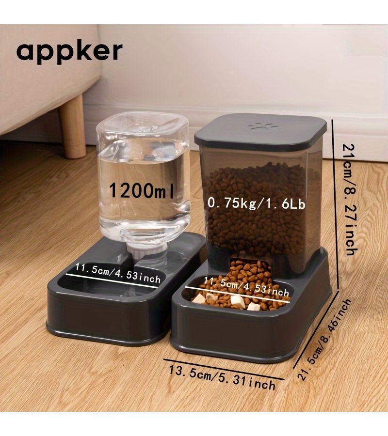 Appker 2pcs Automatic Cat And Dog Feeder And Waterer Set Simple White Smart Portion Control Pet Food Bowl With Drinker - Image 4