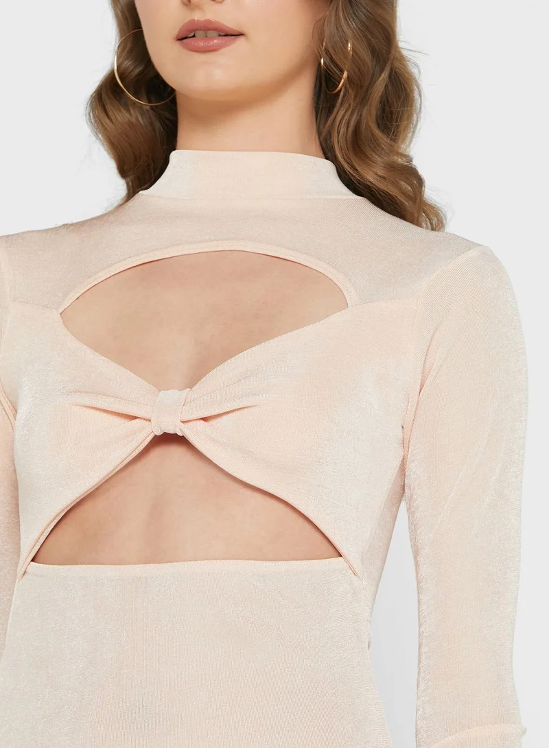 LASULA Cut Out Knitted Bodycon Dress