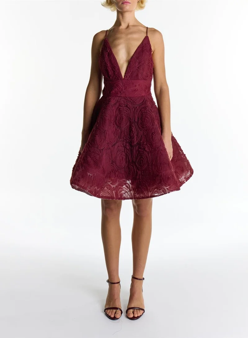 True Decadence Zoya Burgundy Sculpted Mini Dress
