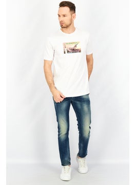 DIESEL Men Crew Neck Short Sleeve Graphic Print T shirt, White  - Image 2