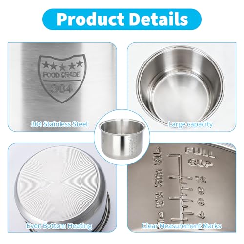 Dukrouk Rice Cooker 5.5 Cupr Inner Pot Compatible with Tiger JBV-A10U Only,304 Stainless Steel,Easy to Clean and Dishwasher Safe - Image 3