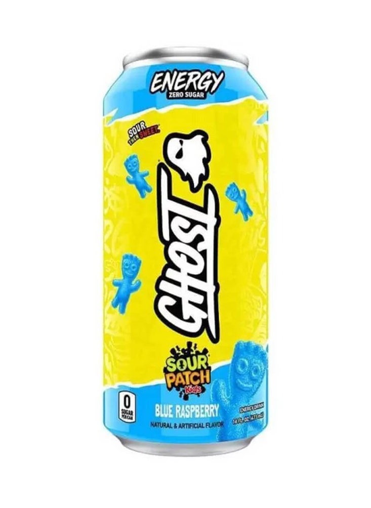 Ghost Energy Zero Sugar Sour Patch Kids, Blue Raspberry, 473ml  - Image 1