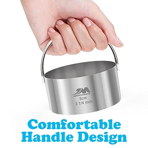 M JINGMEI 5 Pieces Circle Biscuit Cutter,Professional Stainless Steel Round Cookies Mold Tool with Handle for Baking GIFT Package - Image 5
