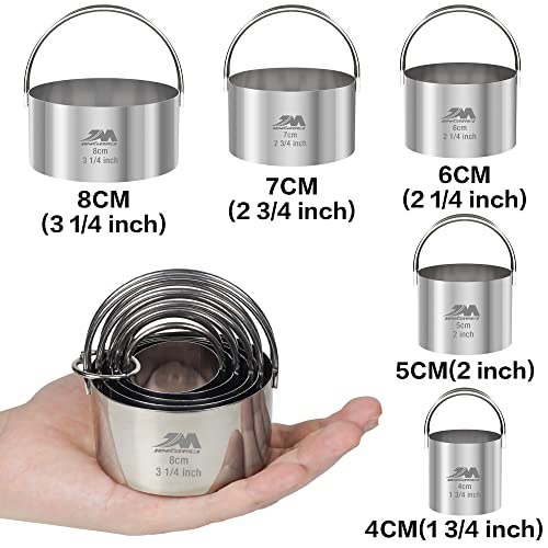 M JINGMEI 5 Pieces Circle Biscuit Cutter,Professional Stainless Steel Round Cookies Mold Tool with Handle for Baking GIFT Package - Image 3