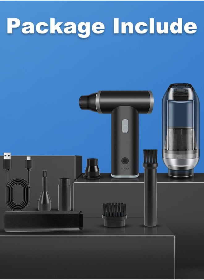Xoopla - Compressed Air Duster And Mini Vacuum Cleaner - With Infinite Adjustment Up to 110000RPM Brushless Motor, Electric Air Blower for Computer Keyboard Camera Car Home Cleaning Kit - 4000 mAh Battery - Image 1