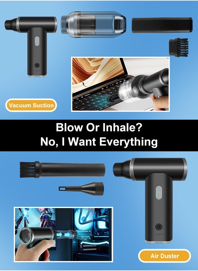 Xoopla - Compressed Air Duster And Mini Vacuum Cleaner - With Infinite Adjustment Up to 110000RPM Brushless Motor, Electric Air Blower for Computer Keyboard Camera Car Home Cleaning Kit - 4000 mAh Battery - Image 1