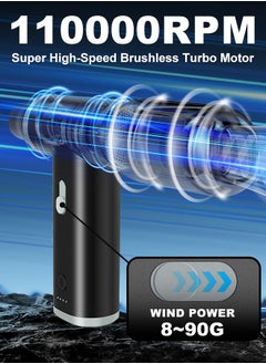 Xoopla Compressed Air Duster And Mini Vacuum Cleaner - With Infinite Adjustment Up to 110000RPM Brushless Motor, Electric Air Blower for Computer Keyboard Camera Car Home Cleaning Kit - 4000 mAh Battery  - Image 2