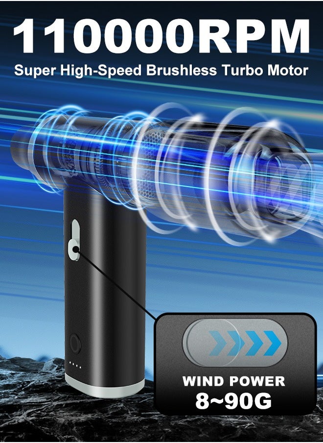 Xoopla - Compressed Air Duster And Mini Vacuum Cleaner - With Infinite Adjustment Up to 110000RPM Brushless Motor, Electric Air Blower for Computer Keyboard Camera Car Home Cleaning Kit - 4000 mAh Battery - Image 1