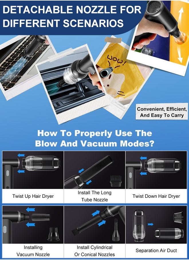 Xoopla - Compressed Air Duster And Mini Vacuum Cleaner - With Infinite Adjustment Up to 110000RPM Brushless Motor, Electric Air Blower for Computer Keyboard Camera Car Home Cleaning Kit - 4000 mAh Battery - Image 1