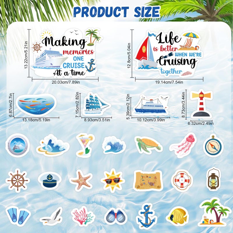 MAXDUCK Cruise Door Decorations Magnetic, 27 Pcs Large Nautical Cruise Ship Magnets for Door Funny Carnival Sea Navigation Door Magnets for Door Decorations Fridge Car Cabin Party Supplies - Image 5