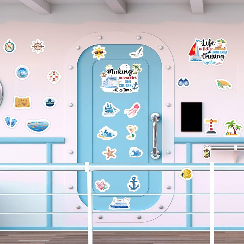 MAXDUCK Cruise Door Decorations Magnetic, 27 Pcs Large Nautical Cruise Ship Magnets for Door Funny Carnival Sea Navigation Door Magnets for Door Decorations Fridge Car Cabin Party Supplies - Image 2