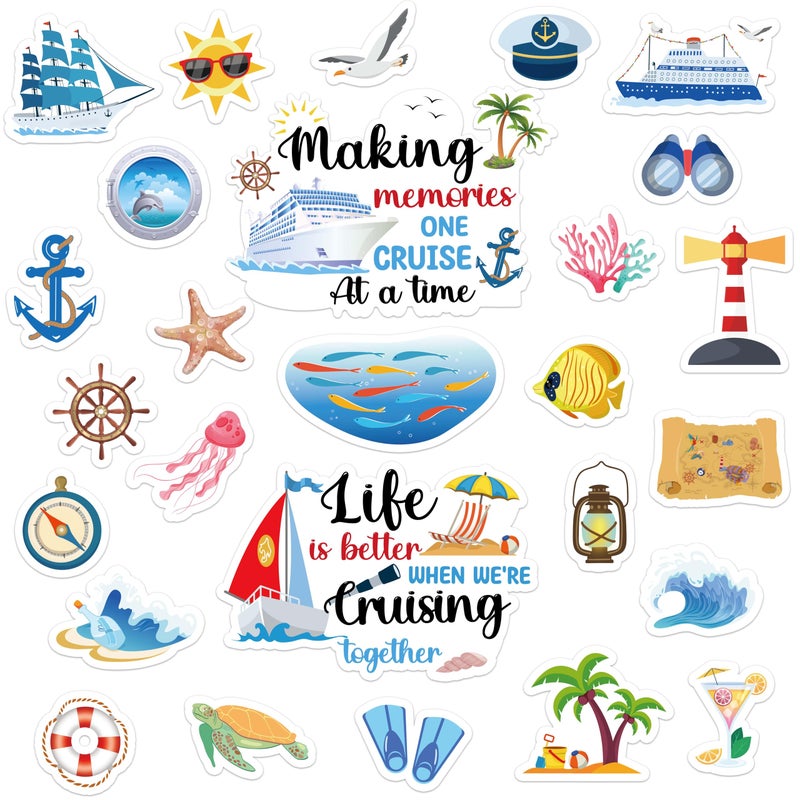 MAXDUCK Cruise Door Decorations Magnetic, 27 Pcs Large Nautical Cruise Ship Magnets for Door Funny Carnival Sea Navigation Door Magnets for Door Decorations Fridge Car Cabin Party Supplies - Image 1