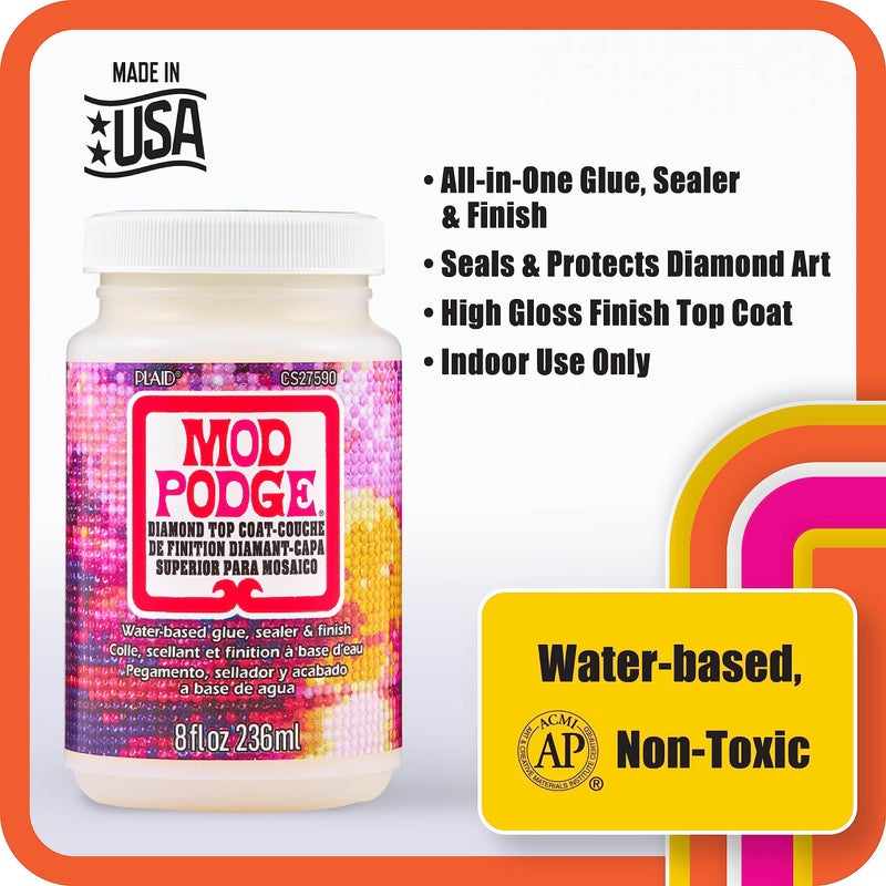 Mod Podge Top Coat, Premium All-in-One Glue, Sealer, and Finish Perfect for Preserving Diamond Puzzle Arts and Crafts Projects, CS27590, Clear - Image 3
