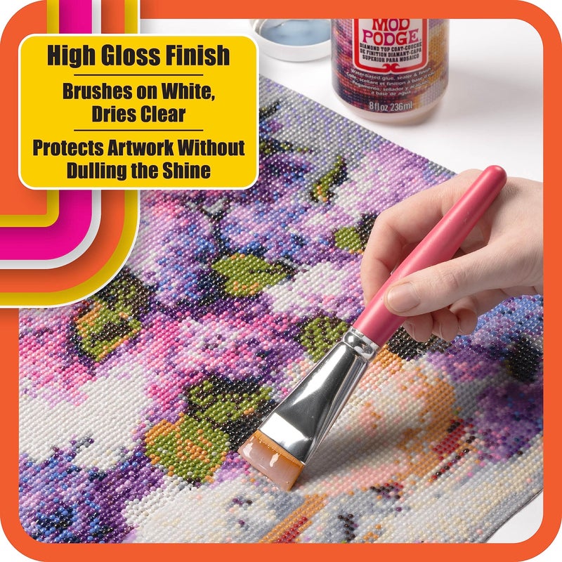 Mod Podge Top Coat, Premium All-in-One Glue, Sealer, and Finish Perfect for Preserving Diamond Puzzle Arts and Crafts Projects, CS27590, Clear - Image 4
