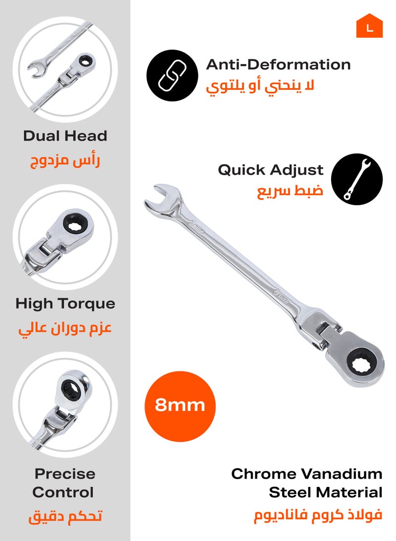 LAWAZIM Adjustable Head Ratchet Wrench - 8mm - Image 2
