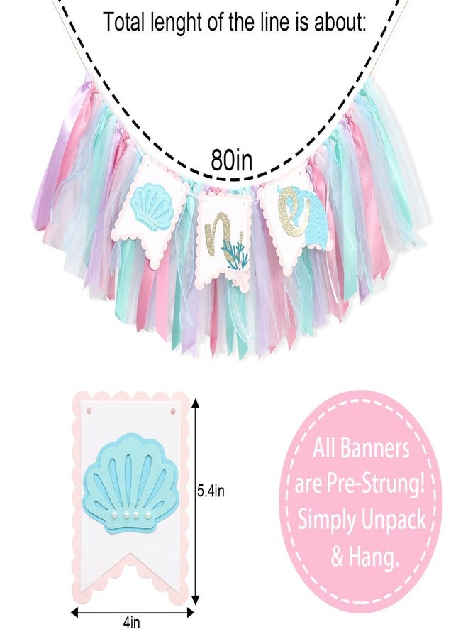 YOUAME Mermaid One Year High Chair Banner - Under The Sea 1st Birthday Party Decorations, Girls' First Mermaid Party Banner - Image 2