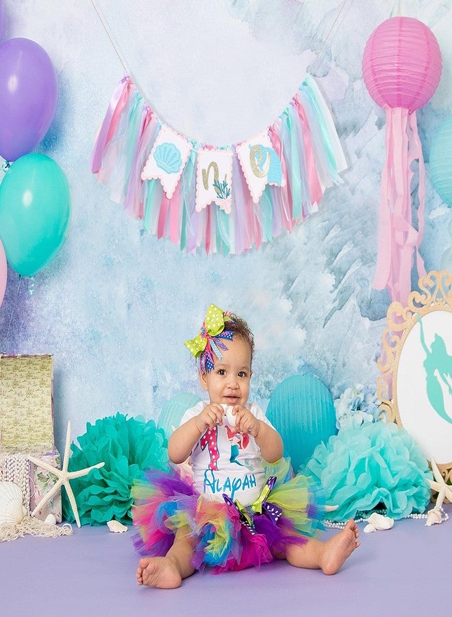YOUAME Mermaid One Year High Chair Banner - Under The Sea 1st Birthday Party Decorations, Girls' First Mermaid Party Banner - Image 3