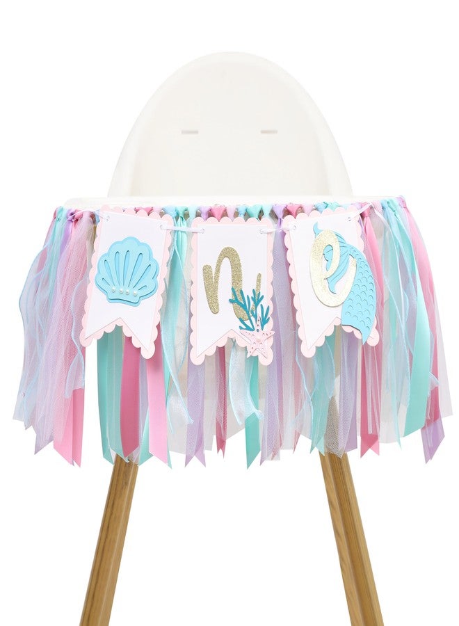 YOUAME Mermaid One Year High Chair Banner - Under The Sea 1st Birthday Party Decorations, Girls' First Mermaid Party Banner - Image 4