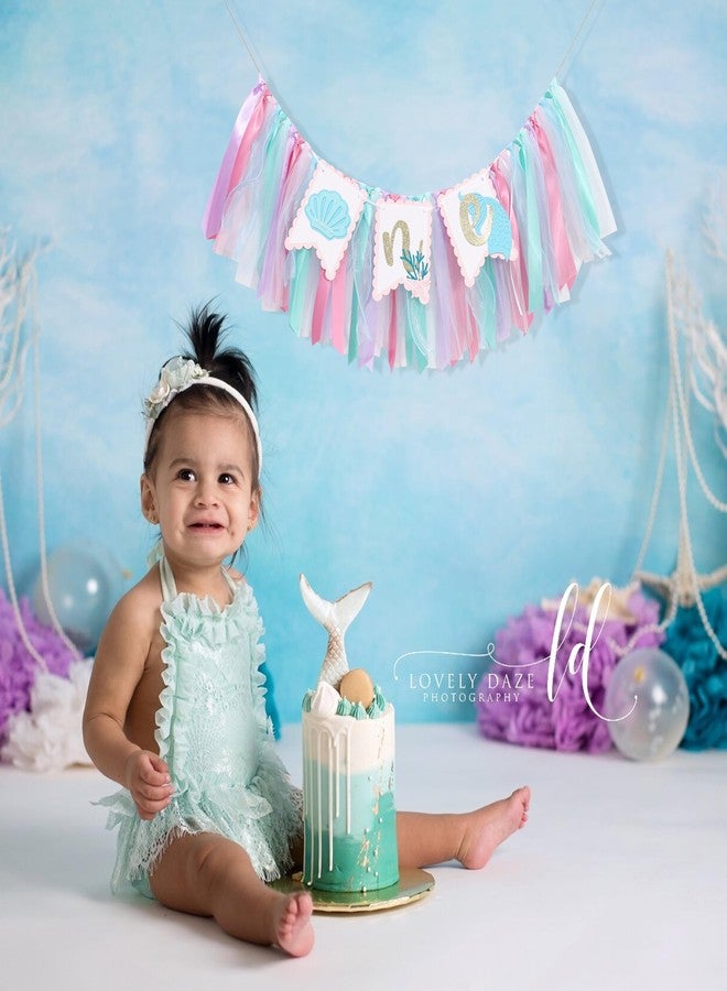 YOUAME Mermaid One Year High Chair Banner - Under The Sea 1st Birthday Party Decorations, Girls' First Mermaid Party Banner - Image 5